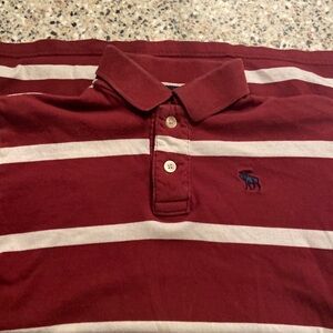 Abercrombie red/cream stripe short sleeved collared golf shirt